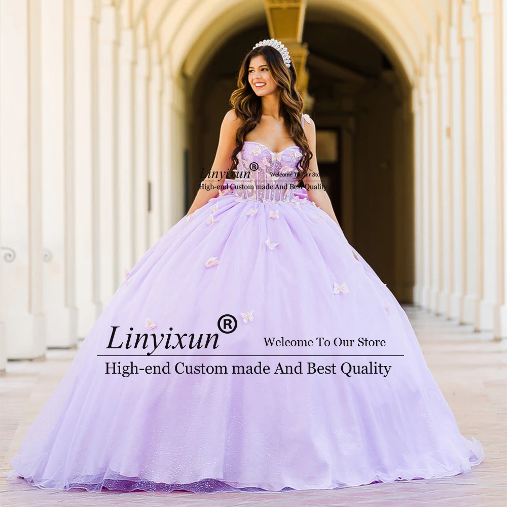 

Elegant Butterfly Tulle Quinceanera Dresses for Girl Bow Flowers Ball Gowns Birthday Party Customized quinceanera bal jurk