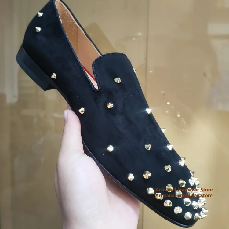 

Metal Rivets Leather Loafers Man Slip On Flats Outdoor Fashion Daily Casual Shoes Trendy Handmade Designer Men Shoes Size 47