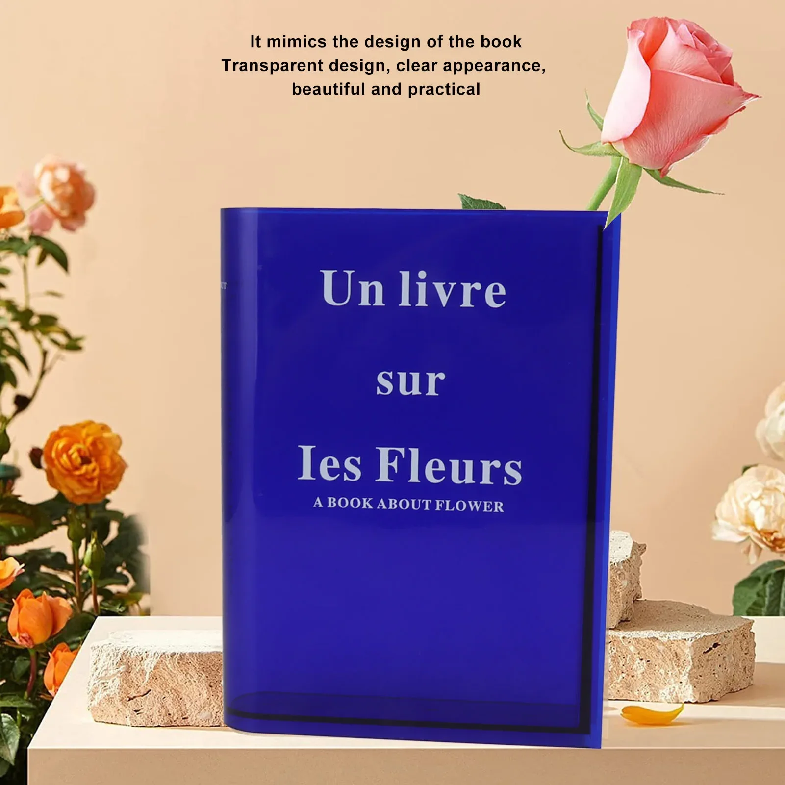 Book Vase For Flowers Acrylic Decorative Transparent Clear Book Shape Flower Vase For Home Living Room Office