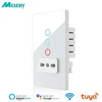 Interruptor de Luz Inteligente Wifi Melery Tuya, Enchufe de Pared con Panel de Vidrio, Tipo L para Italia, Chile y la UE, Control por Voz con Alexa y Google Home
