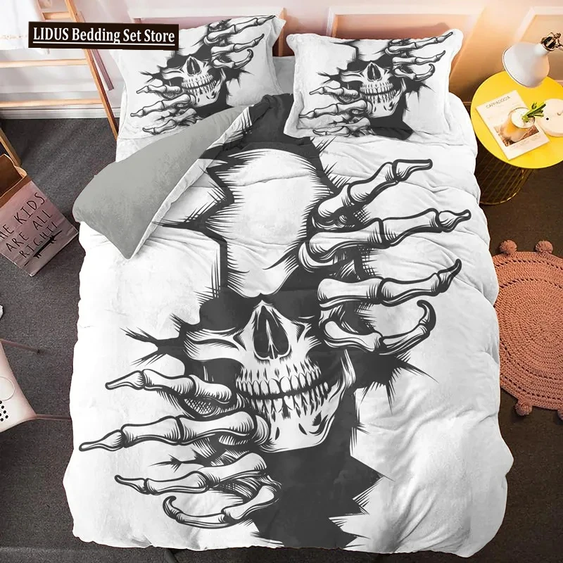 

3D Skull Bedding Sets Queen King Size Luxury Sugar Skull Duvet Cover Set Quilt Cover With Pillowcase Bed Cover Set Bedclothes