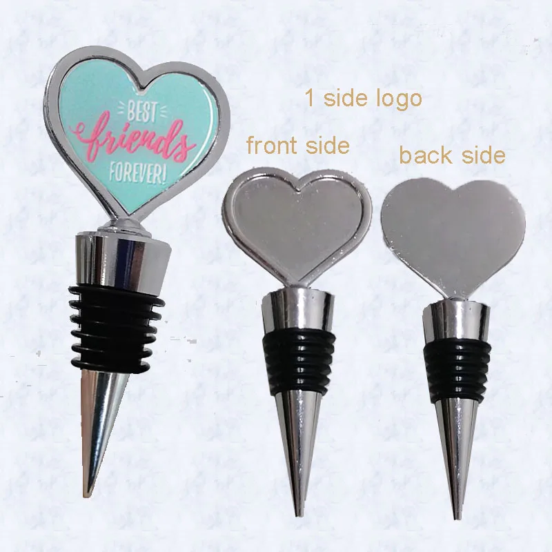 

Wedding Birthday One Side Logo Blank Metal Wine Bottle Stopper Fit Clear Epoxy Sticker DIY Accessories Party Guest Favor Gifts