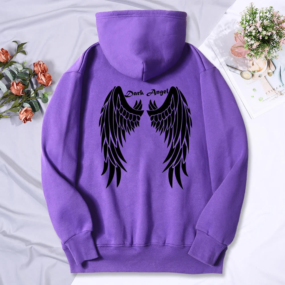 Dark Angel Giant Wings Print Women Hoodie Fashion Casual Hoody Loose Fleece Soft Sweatshirt Breathable Soft Sportswear Female