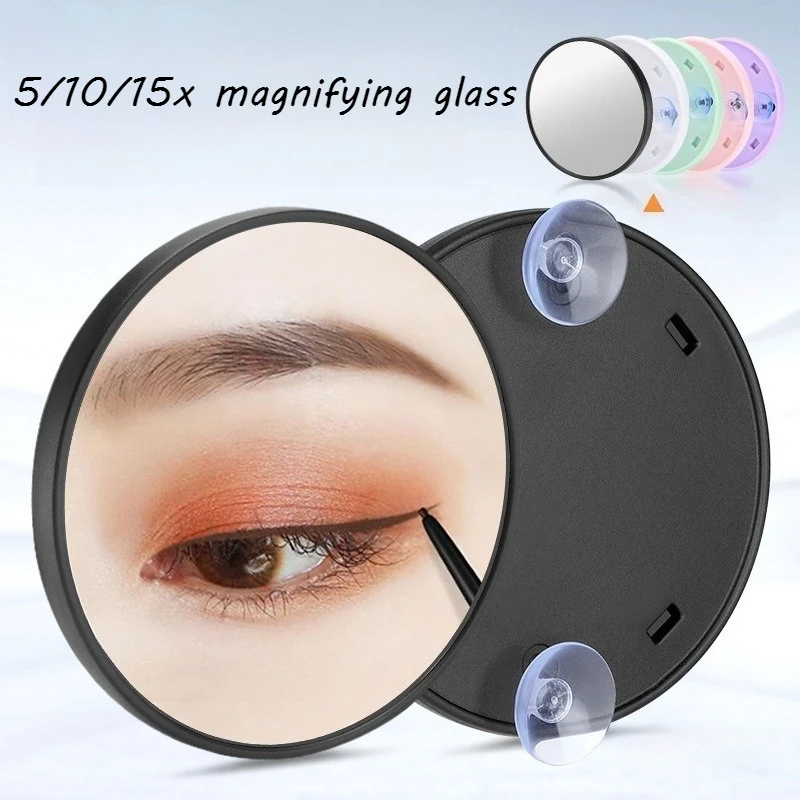 5X 10X 15X Magnifying Makeup Mirror, Suction Cup Portable Cosmetic Mirror, Clear Plastic Magnifier Mirror