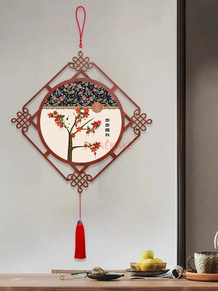 

Pendant living room, new Chinese style entrance hall, flower and bird hanging paintings, dining room aisle, Chinese knot