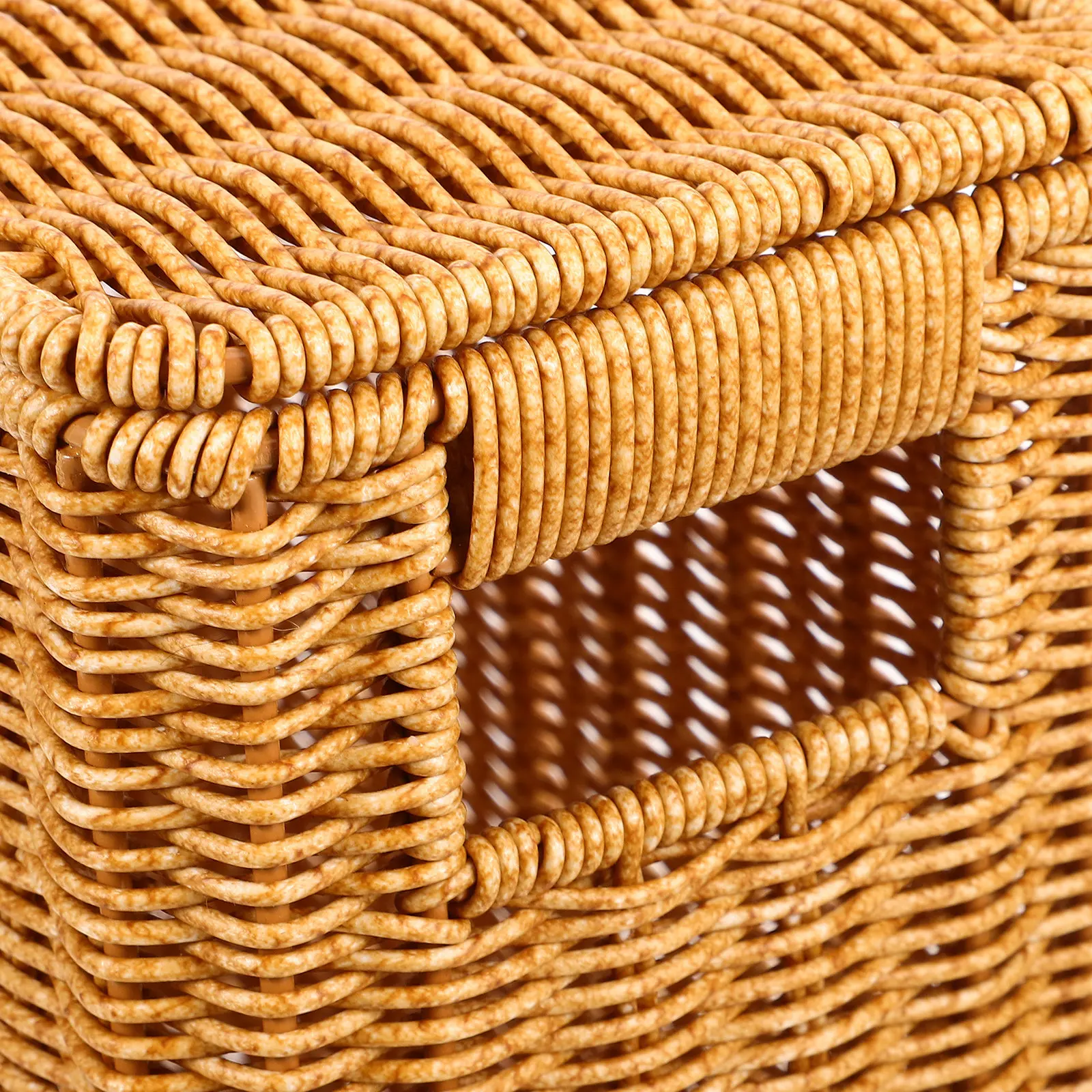 

Woven Sundries Storage Basket Large Capacity Rustic Style Portable Handle Decorative Organizer for Magazines Books Vegetable