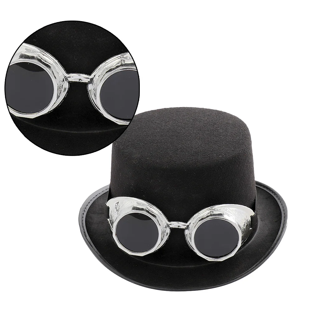 

Vintage Gothic Steampunk Hat with Silver Detachable Goggle for Cosplay Halloween Costume Punk Style Punk Hat Vintage Cap