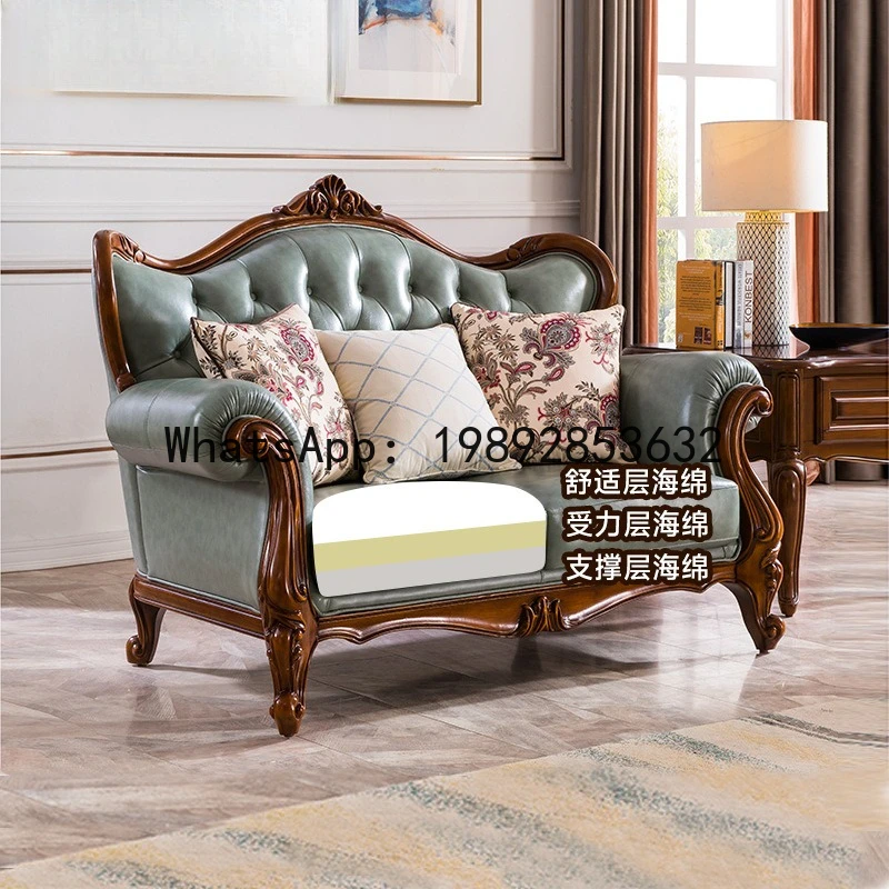 

X-28 genuine leather sofa set - compact cowhide sofa with solid wood frame
