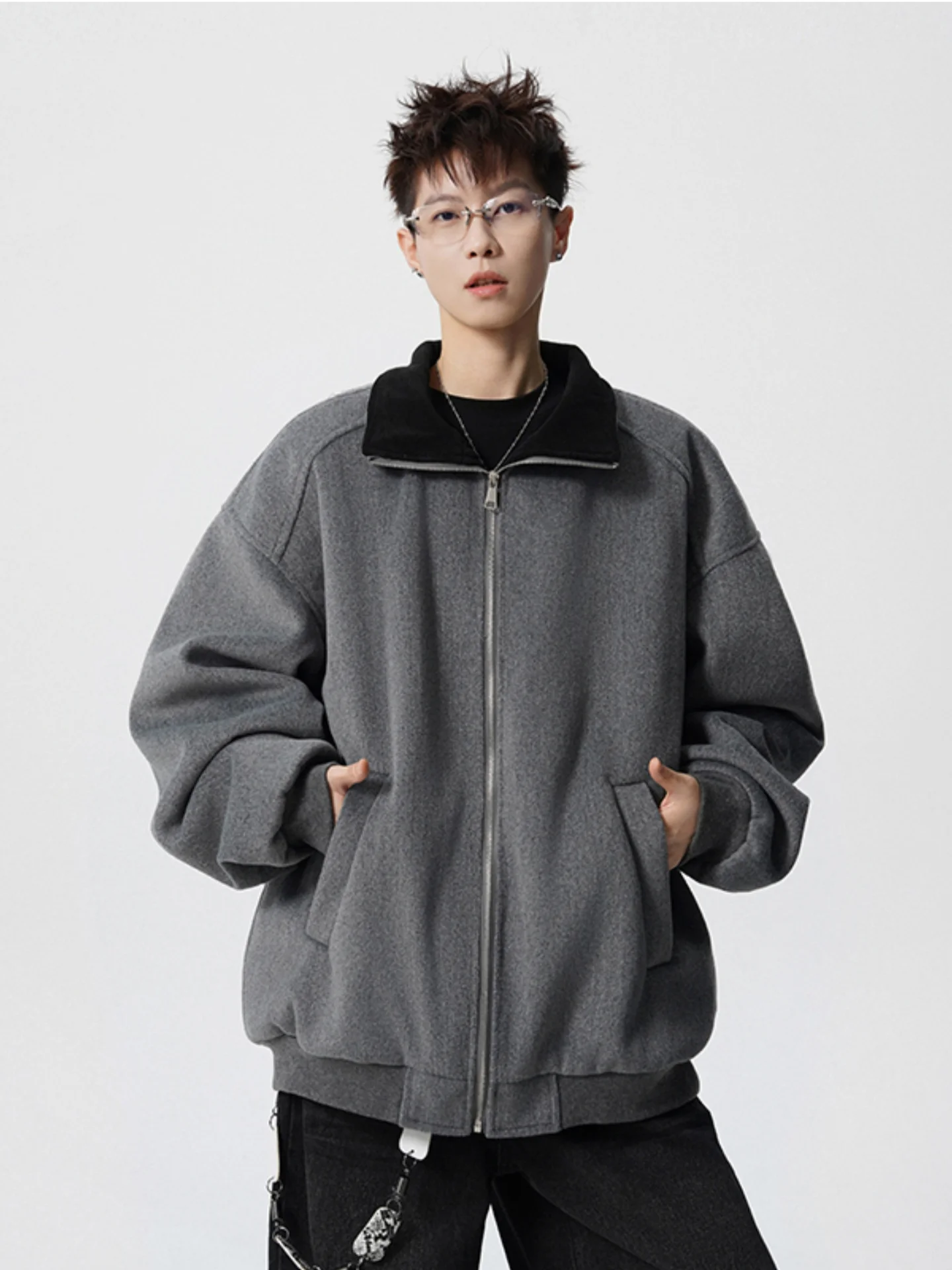 

Мужская осенне-зимняя куртка-кардиган American Sle Heavyweight с воротником-стойкой, новая модная свободная повседневная модель премиум-класса