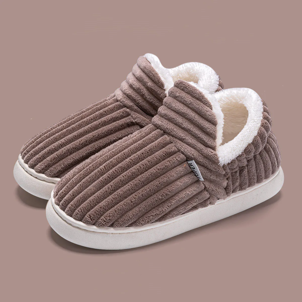 New Warm Plush Furry Slippers Women Men Winter Indoor Fluffy Comfort House Slides Outdoor Soft Thick Sole Shoes Non slip Flats