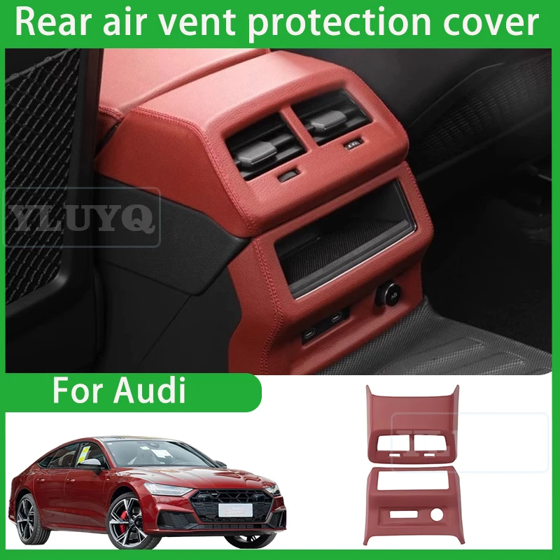 

For Audi A4/A5/A6/A7 Rear Exhaust Air Outlet Anti-Kick Cover Leather Air Conditioning Protective Frame Car Interior Accessories
