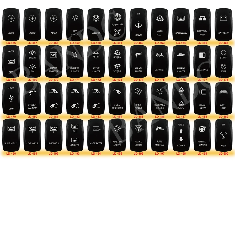 Laser Etched Rocker Switch Cover (No Body) for Carling ARB Rocker Switch Cap Replace, Car Boat Marine Dashboard Panel DIY
