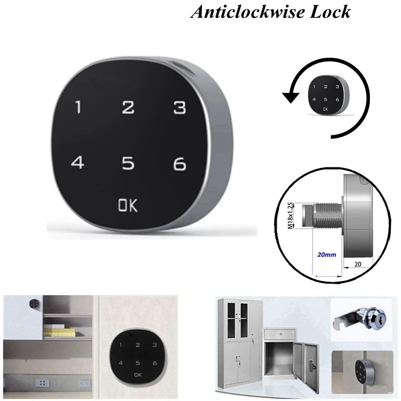 Anticlockwise Lock Digital Password Smart Door Lock Electric Cabinet Code Combination Password Battery Wooden Door Cabinet Lock