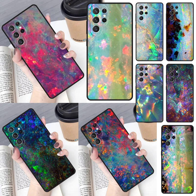 Opal Stone Iridescent Cover For Samsung Galaxy S23 Ultra S22 S20 S21 FE S8 S9 S10 Plus Note 10 20 Ultra phone Case