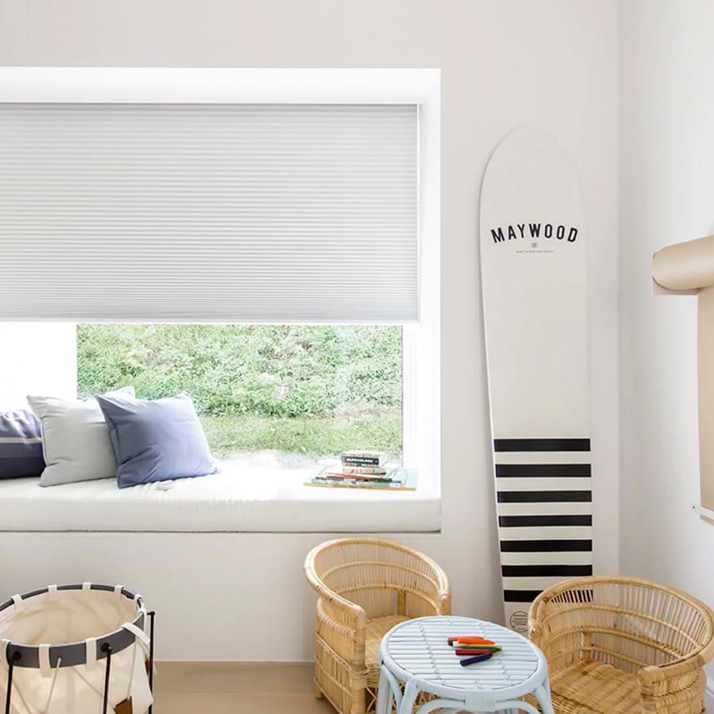 

Manual Cordless Cellular Shades Customized Size Blackout Thermal Insulation Fabric Honeycomb Blinds for Home, Office, Hotel