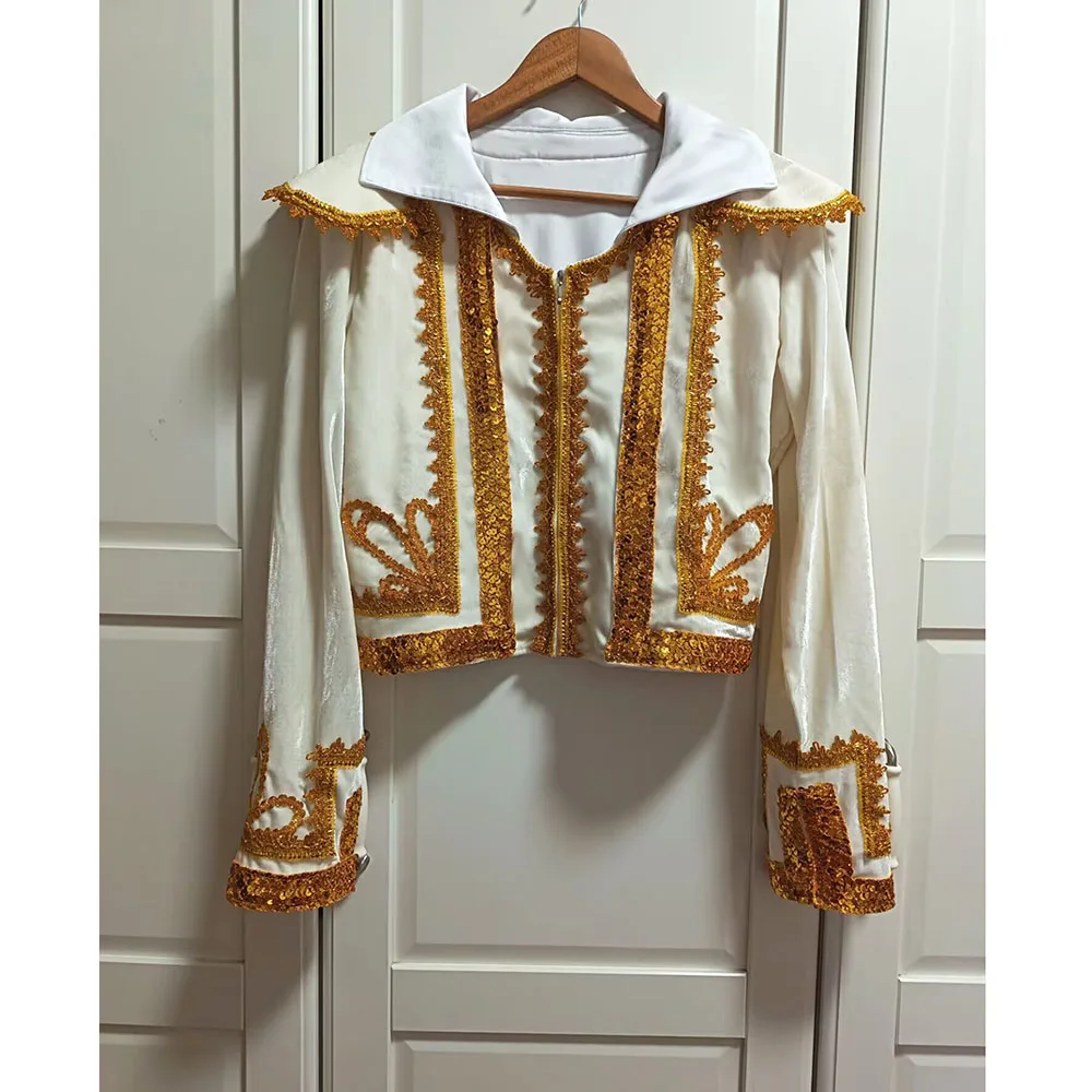 

Man Beige Spanish Vest Ballet Jacket Coat,Male Ballet Coat Ballet Tunic Retail Wholesale Drop Shipping