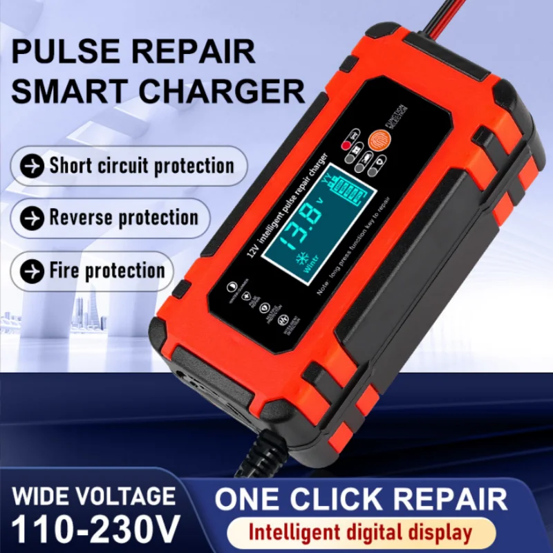 Car Battery Charger 10A 12V Automotive Battery Charger 24V 5A Car Accesorries Digital Display Detection Pulse Repair Car Charger