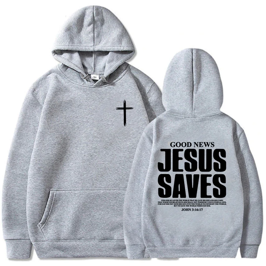 Jesús salva John 3:16:17 sudaderas con capucha versículo de la Biblia cristiana sudaderas hombres mujeres ropa invierno cómodo bolsillo jerseys gráfico