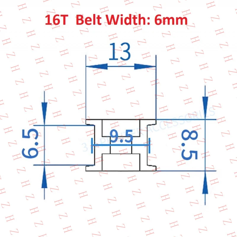 U+ 3D Printer GT2 Timing Belt Idler Pulley 6/10mm Belt 3/5mm Idle Bearing 16T 20T（Minimum order 10 pieces）