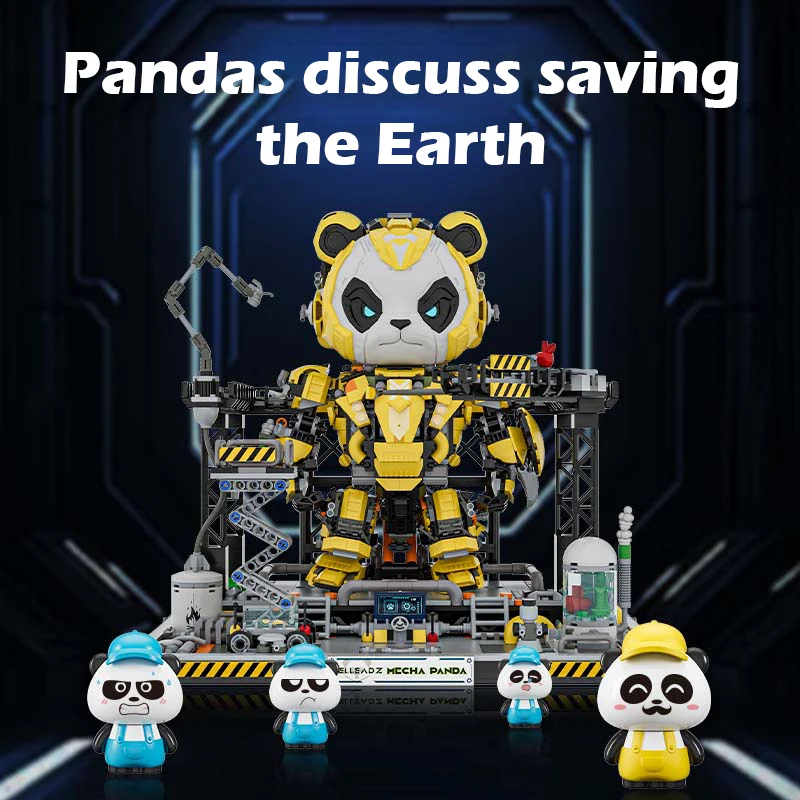 Set da costruzione per astronauta Panda spaziale, modello espositivo per panda animale fresco e carino
