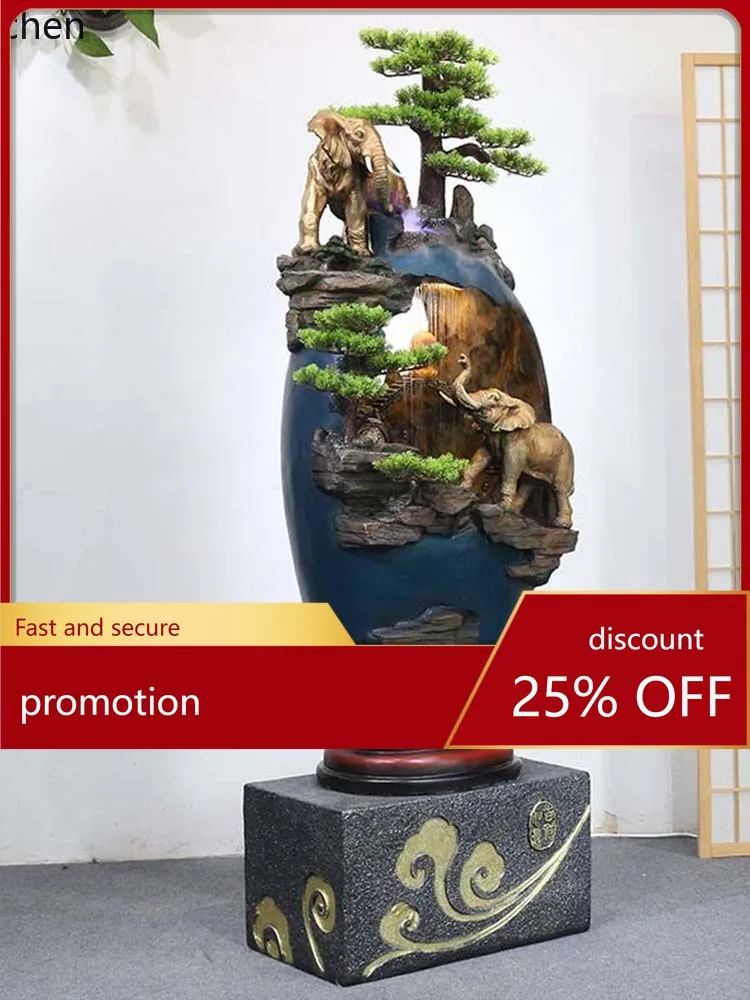 ZML Decorative Floor Artificial Mountain and Fountain Atomization Landscape Lucky Office Humidifier