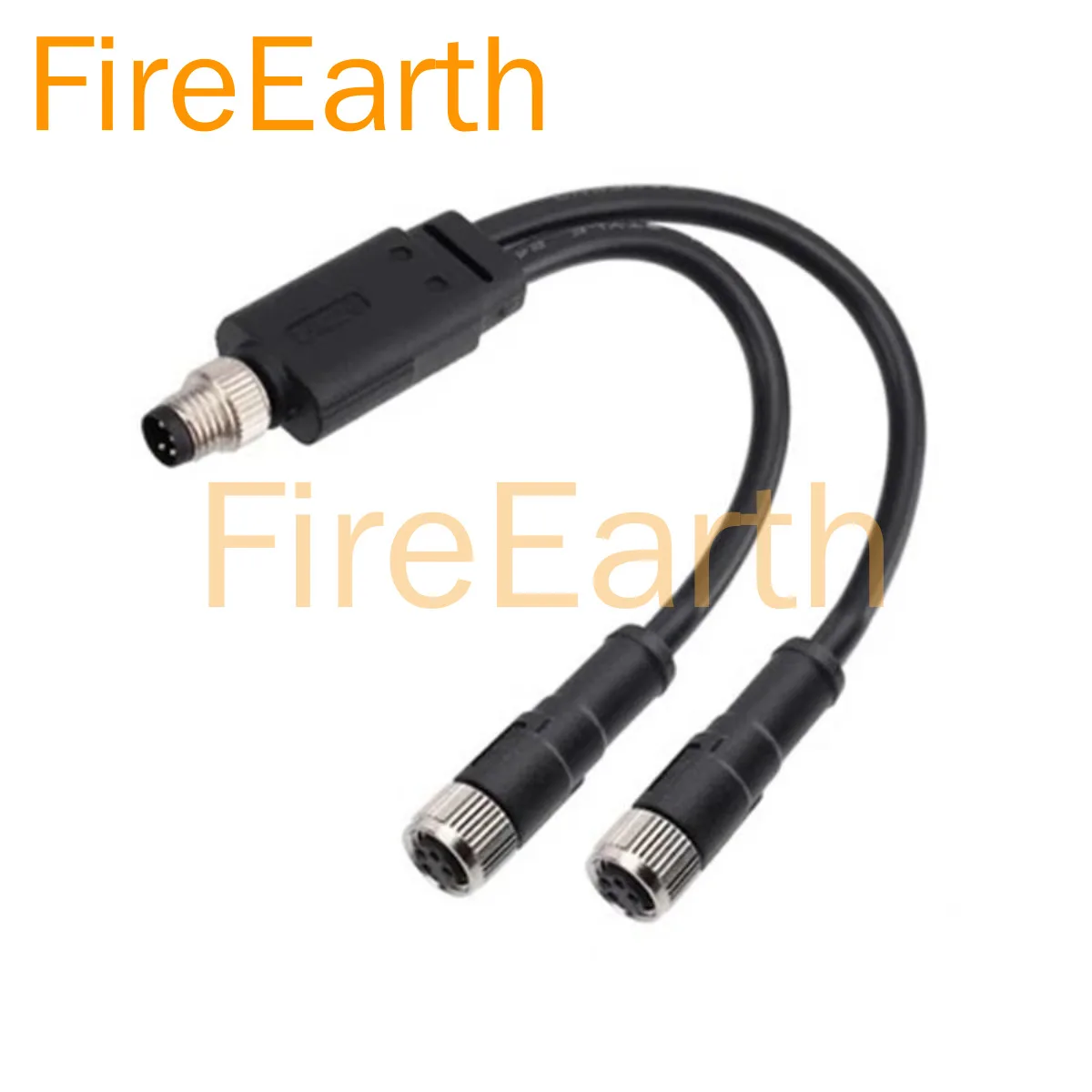 M8 Male Overmolded Plug 1 Meter PVC Cable Connector with 2 Female Splitters Y Cable