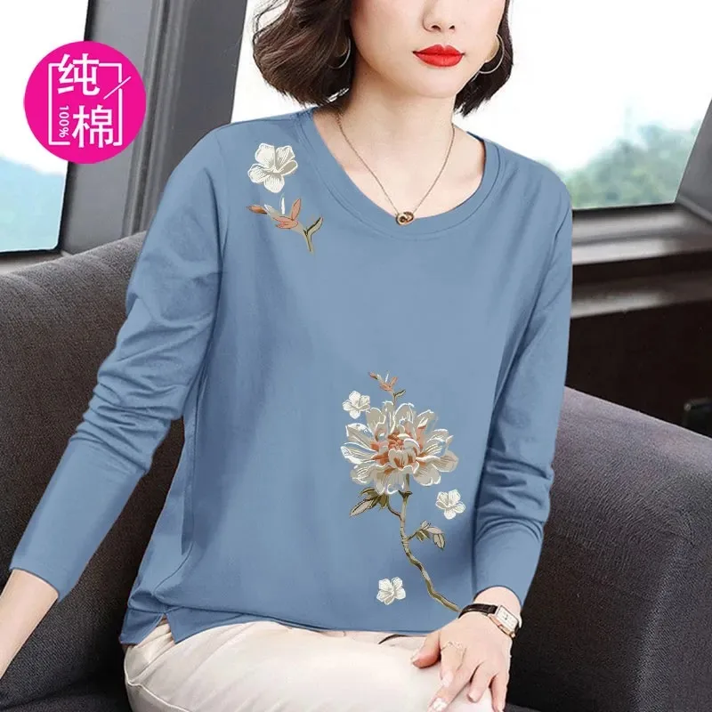 

Осенний пуловер с круглым вырезом и длинными рукавами с принтом, топ для женской верхней одежды, осенняя новая стильная осенняя футболка