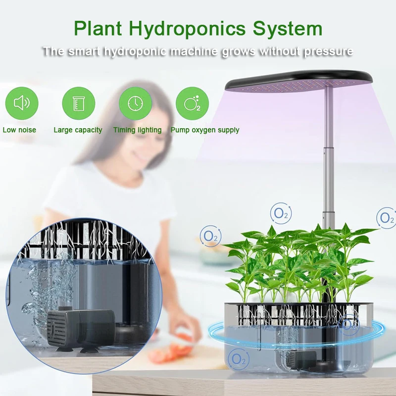 Intelligent Hydroponic Growing System Indoor Planting Machine Garden Plant Vegetable Planter Pot Automatic Timer LED Growth Lamp