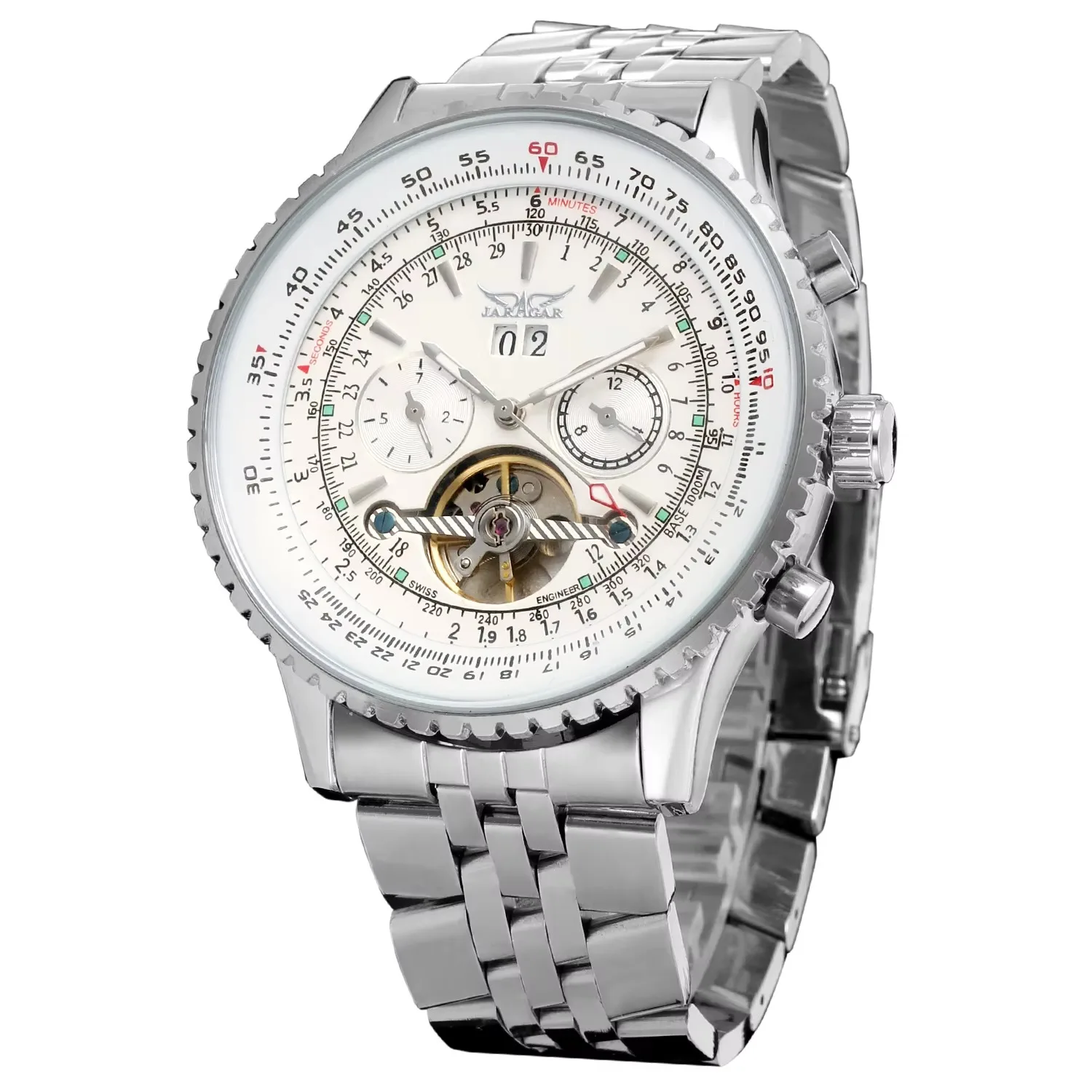Jaragar 50 mm automatische mechanische Uhr für Herren, multifunktional, Datums-Monats- und Wochenanzeige, 3ATM wasserdicht, Business-Casual-Stil 5