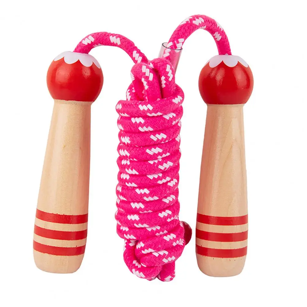 Tangle-Free Braided Kid Skipping Rope Cartoon Wooden Handle Adjustable Length Jump Rope Sports Equipment