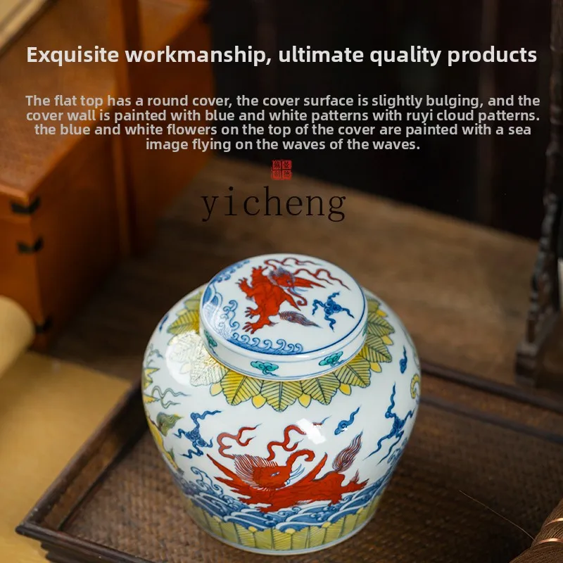 L7-10  tea can ceramic hand-painted bucket color tea storage ornament storage tank high-end gift tea can