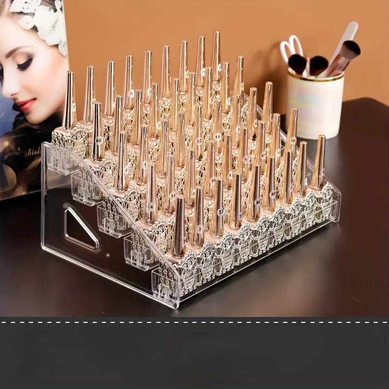 Acrylic Display Rack/Transparent Stand/Cosmetics Organizer for Nail Polish, Beauty Shops in Grid Layout