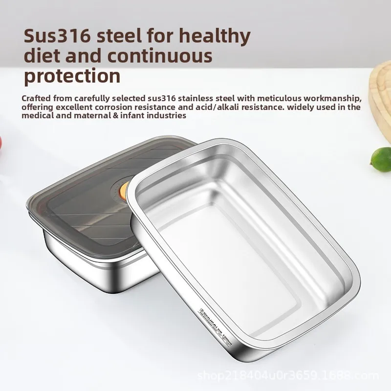 LMM stainless steel crisper cover refrigerator lunch box sealed rectangular box