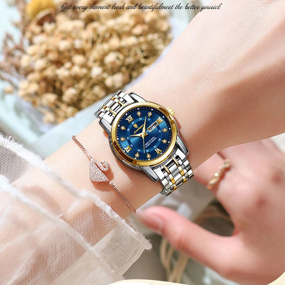 POEDAGAR Elegant Fashion Women\'s Watch Diamond Roman Dial Original Quartz Watch for Girl Waterproof Stainless Steel Luminous New