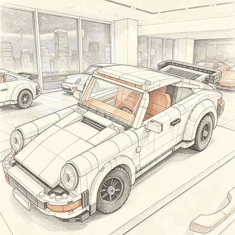 1458PCS New Retro Car Building Blocks MOC Race Car Classic Car Model STEM Adults Creative DIY for Christmas Birthdays Toys Gifts