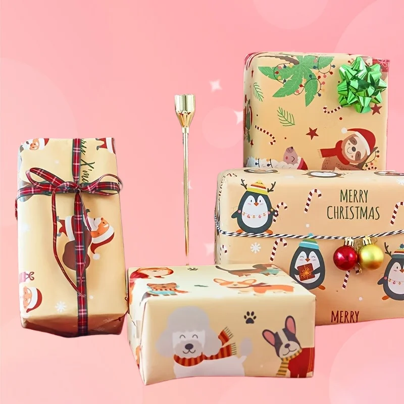 

Adorable Winter Outfit Puppy Print Wrapping Paper: Pet Pattern for Valentine’s/Women’s Day Warm Gifts & Party Decor Packaging