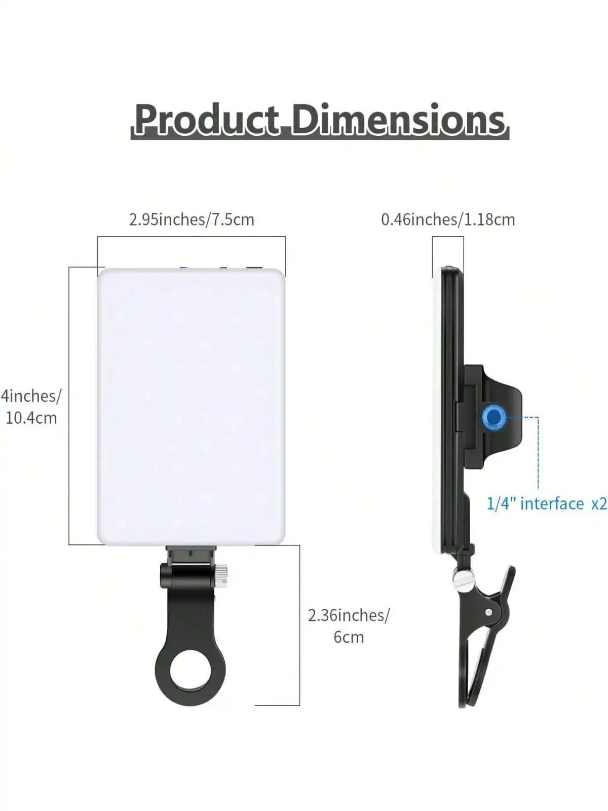 60 LED High Power Rechargeable Clip Fill Video Conference Light with Front & Back Clip, Adjusted 3 Light Modes for Phone, iPhone