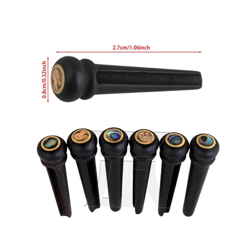

Yibuy 1 Set of 6 Ebony Guitar Pins Abalone Dot / Copper Circle Skirt 5.33mm