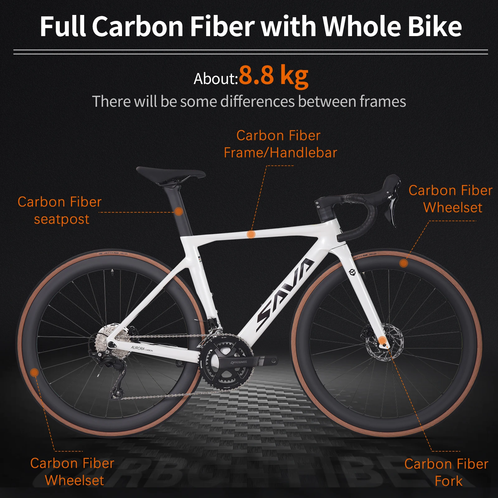 SAVA R08-7120 Full Carbon Fiber Road Bike 24 Speed with SHIMAN0 105 R7120 Kit 2*12 24 Speed Road Bike Race Bike