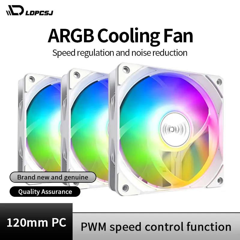 

LDPCSJ 120mm PC ARGB Cooling Fan AURA SYNC RGB Computer Fans Ultra Silent Heatsink Ventilador with 4PIN PWM and 5V 3P ARGB Port