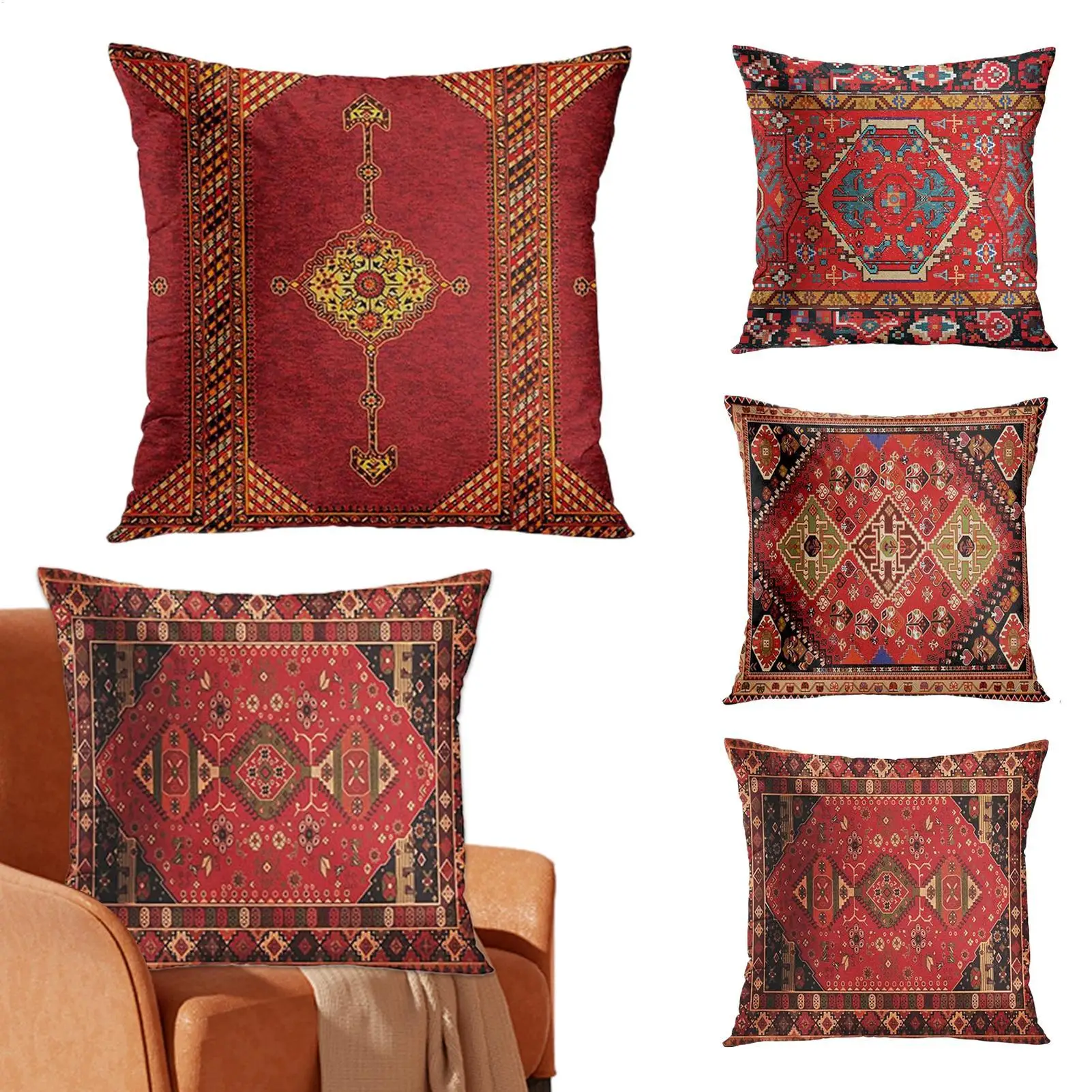 Retro Decorative Floral Cushion Cover Pillow Covers 4 Pcs Fashion Pillowcase Bedroom Pillow Sleeve For Home Bedroom Dorm