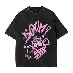 Boom Jinx Arcane T Shirts Washed Cotton High Street T-Shirts League Battle Game Legends Cool for Men Women Streetwear Tops Tees