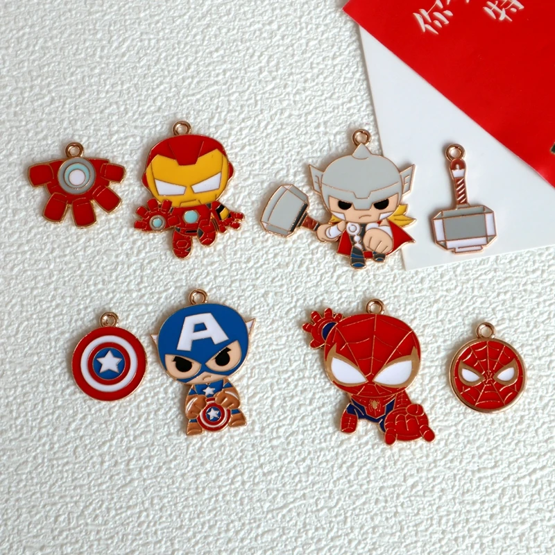 

8PCS Bigger Anime Hero Alloy Enamel Pendant Shining Charms DIY Necklace Bracelet Earring Keychain Accessories Jewelry Component