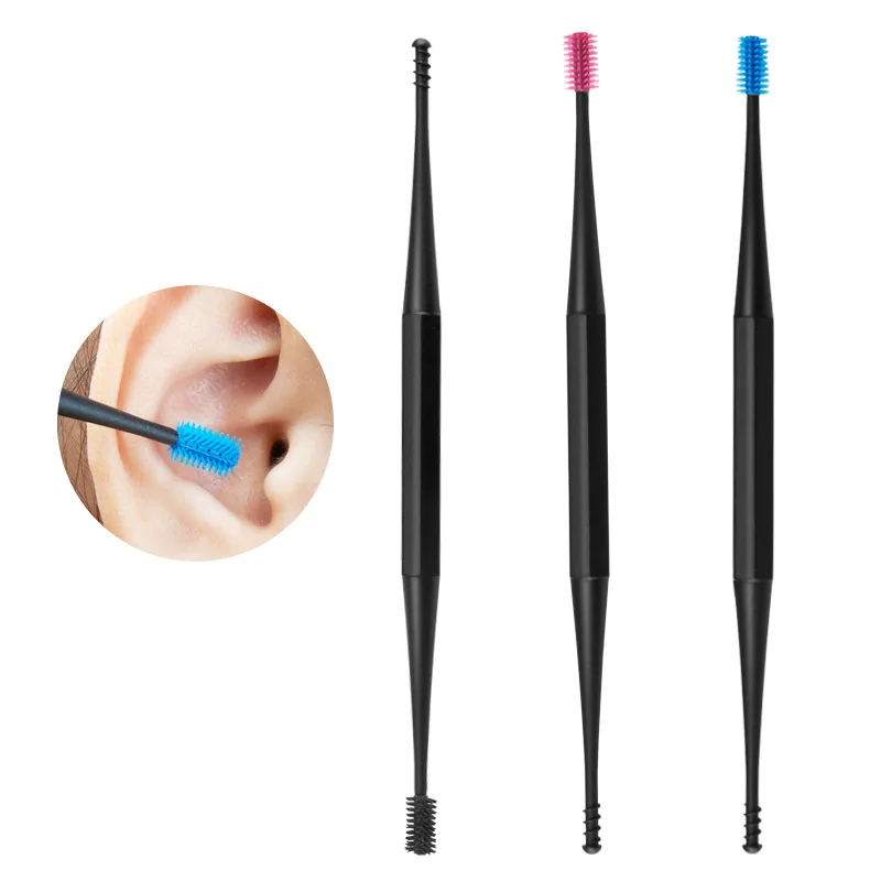 Soft Silicone Ear Pick Double-ended Earpick Ear Wax Curette Spiral Design Remover cucchiaio per la pulizia dell'orecchio strumento per la pulizia dell'orecchio a spirale