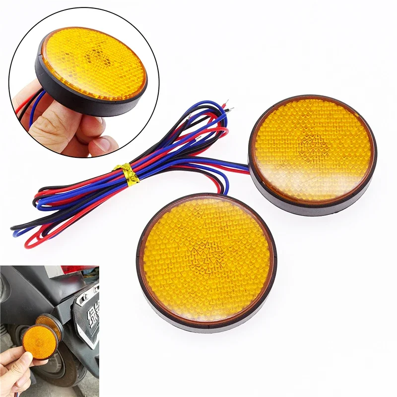 1 Pair Red 24 SMD LED Round Motorcycle Tail Light Universal 12V Mini Motorbike Reflector Turn Signal Brake Stop Lamp