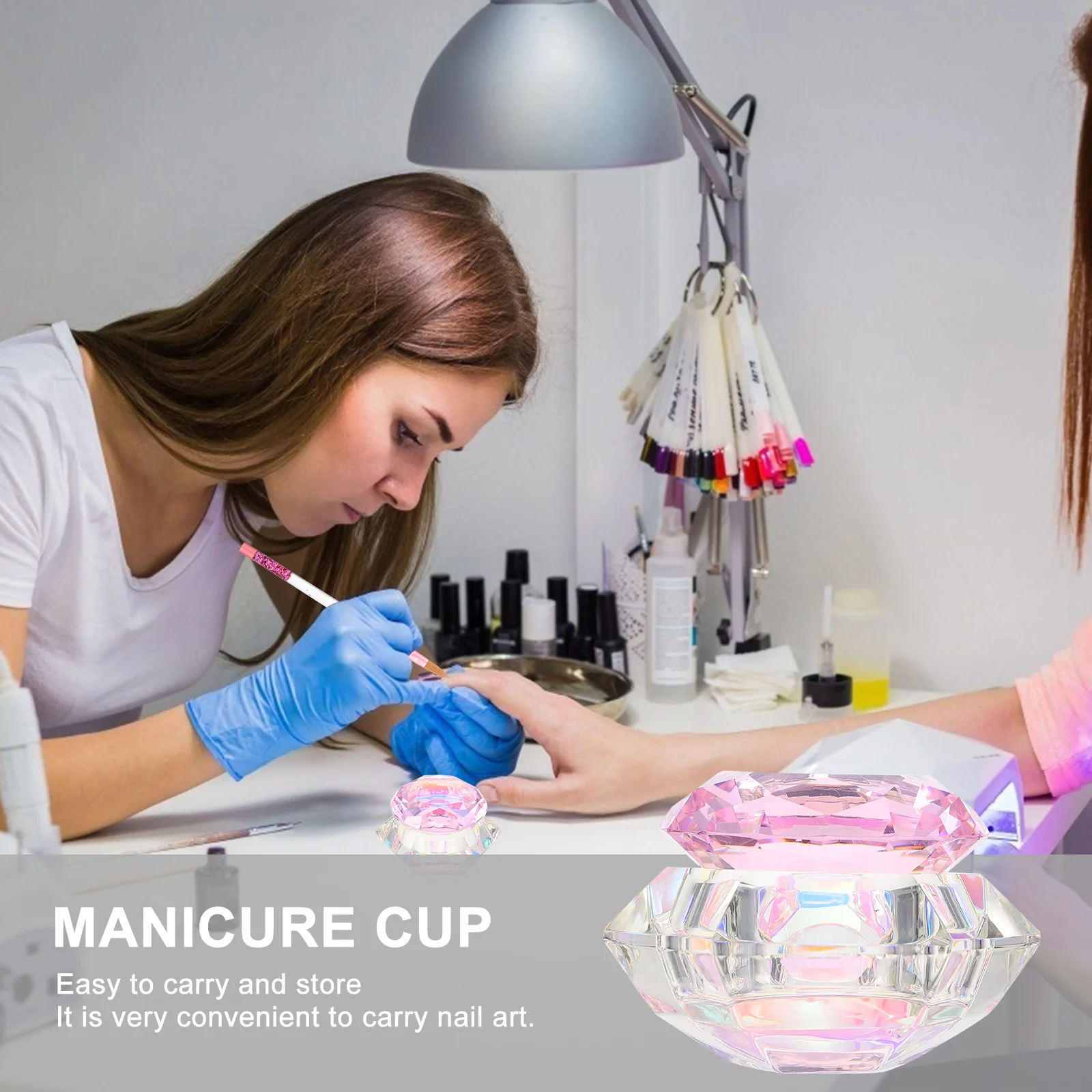 كريستال لوتس مسمار الفن وعاء زجاجي كوب واضح إعادة الملء لمسحوق الأكريليك السائل أدوات مانيكير مسمار الفن طبق مانيكير #1
