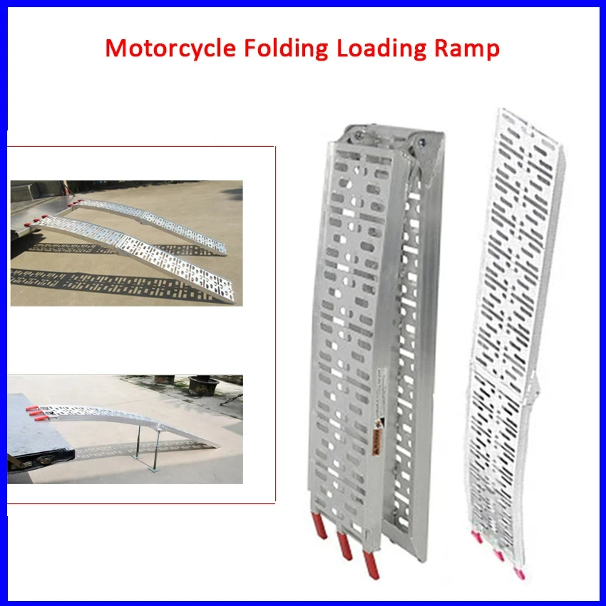 

Aluminum Multi-hole Motorcycle Ramp Folding Loading Ramp For Trailers Pickup Truck Car Tailgate ATV Ramps With 340KGS Capacity