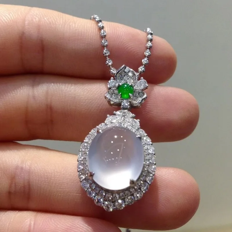 Original gentle style natural ice chalcedony Necklace for Women exquisite fashion pendant High quality jewelry wedding gift - Image 3