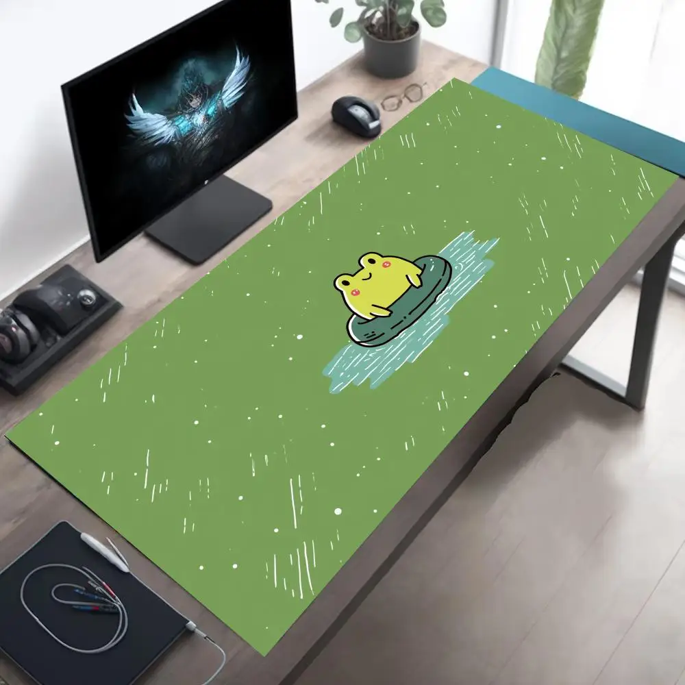 

Green Frog Mouse Pad Large Computer Office Game Table Mat XXL Rubber Anti-slip Stitched Edge PC Keyboard Mats Washable Desk Pads
