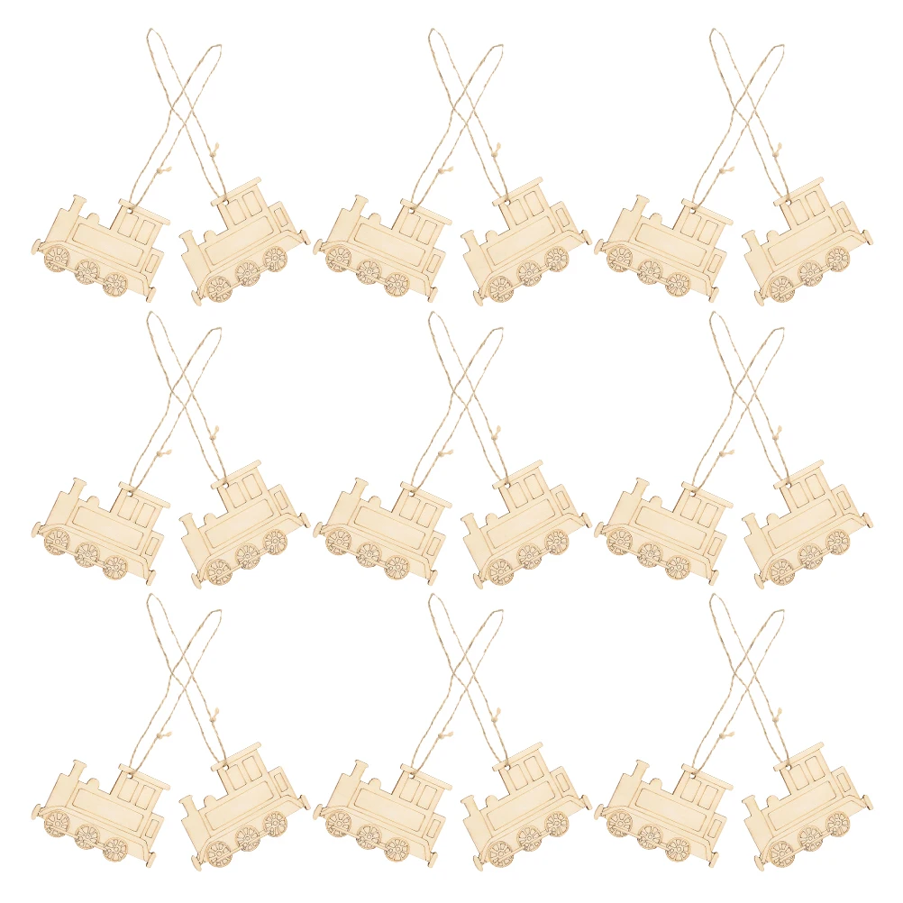 

Wooden Train Pendants 3 Bags Unfinished Slices Ornaments Craft DIY Accessories Track Decorations Toddler Toys Sewing Supplies